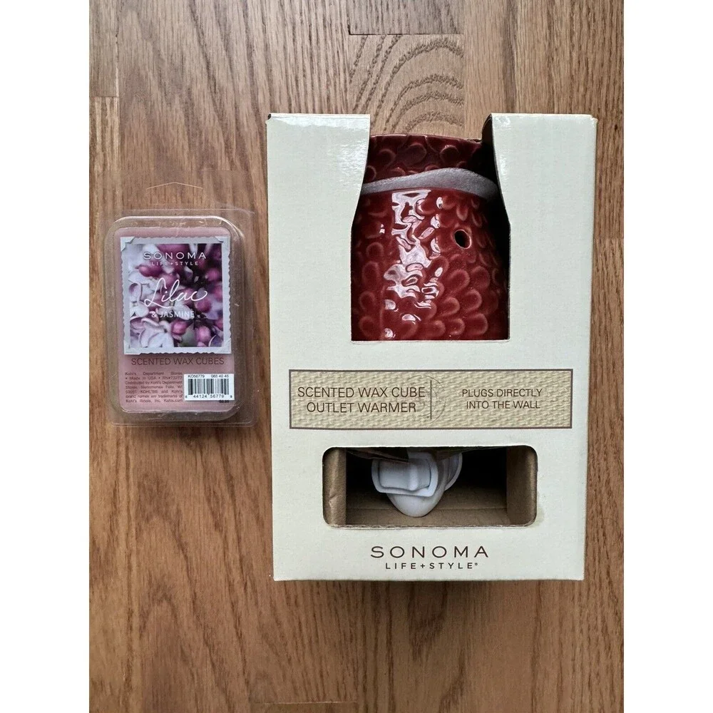 NEW Sonoma‎ Scented Wax Cube Outlet Warmer With 6 Lilac & Jasmine Cubes NIB